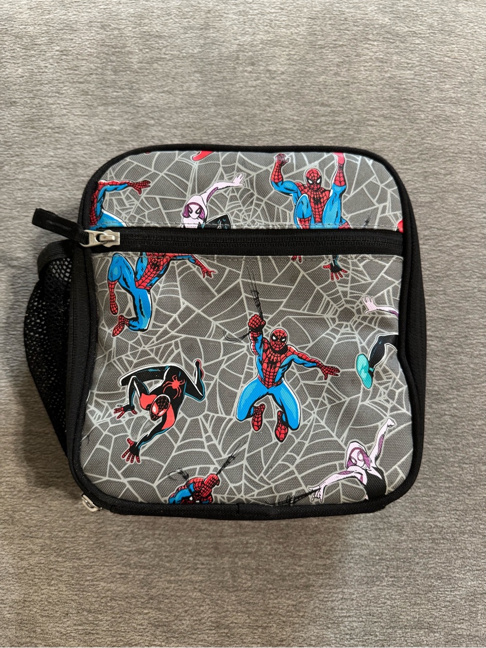 Spider-Man Themed Lunch Bag - Gray with Blue & Red Graphics